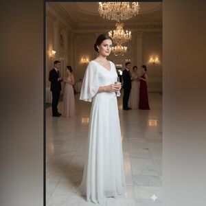 Elegant White Lace Evening Gown